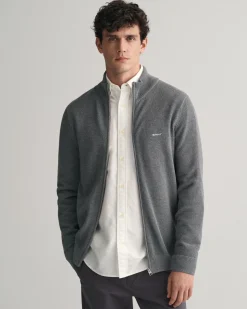 Cotton Piqué Zip Cardigan