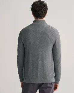 Cotton Piqué Zip Cardigan