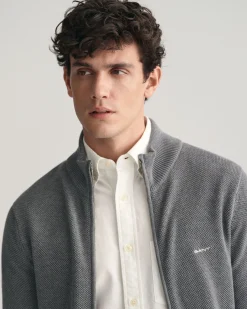 Cotton Piqué Zip Cardigan