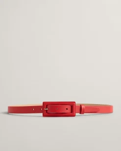 Covered Buckle Slim Leather Belt