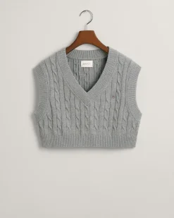 Cropped Cable Knit Vest