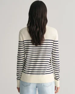 Fine Knit Striped Crew Neck Sweater