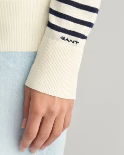 Fine Knit Striped Crew Neck Sweater