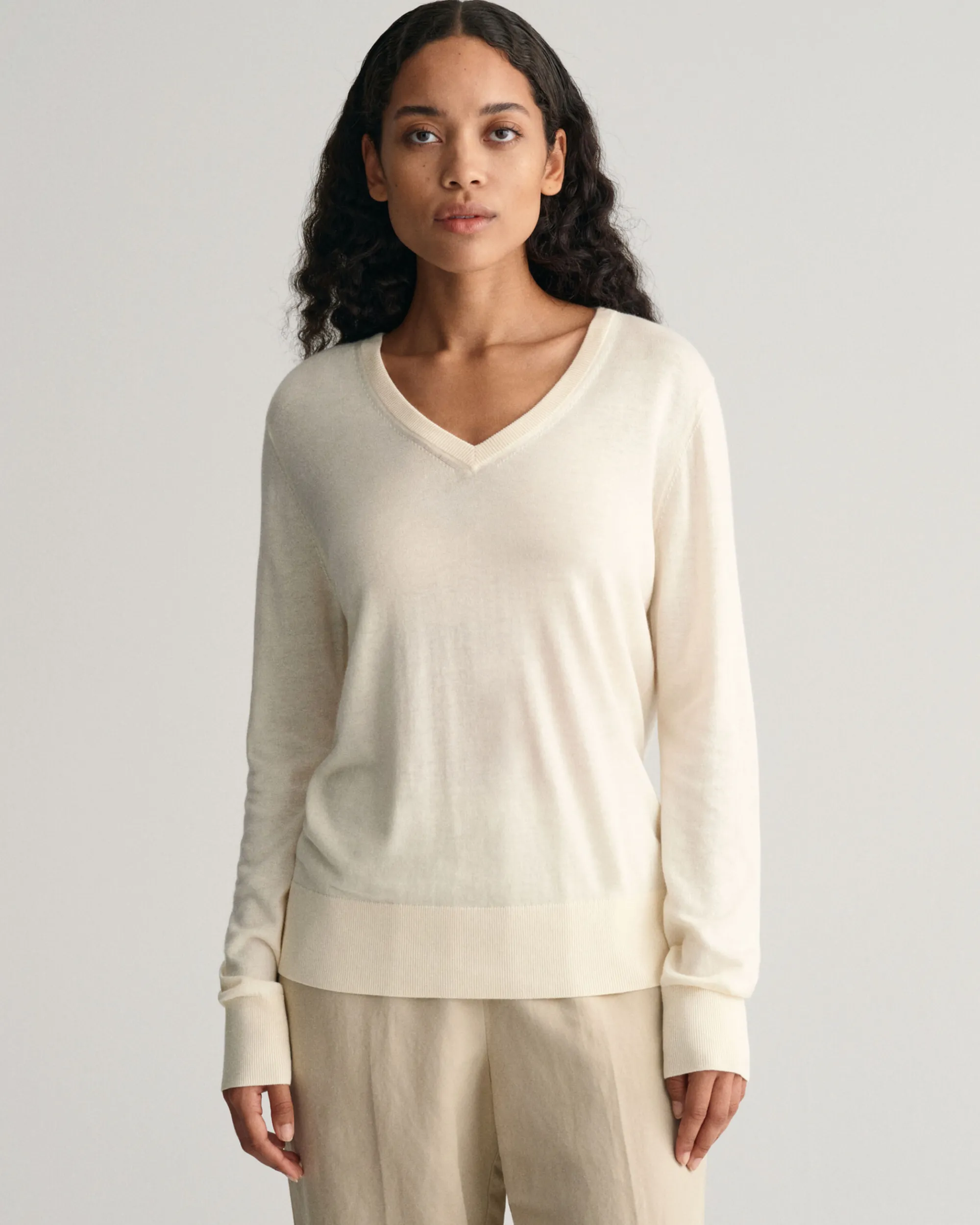 Fine Knit V-Neck Sweater