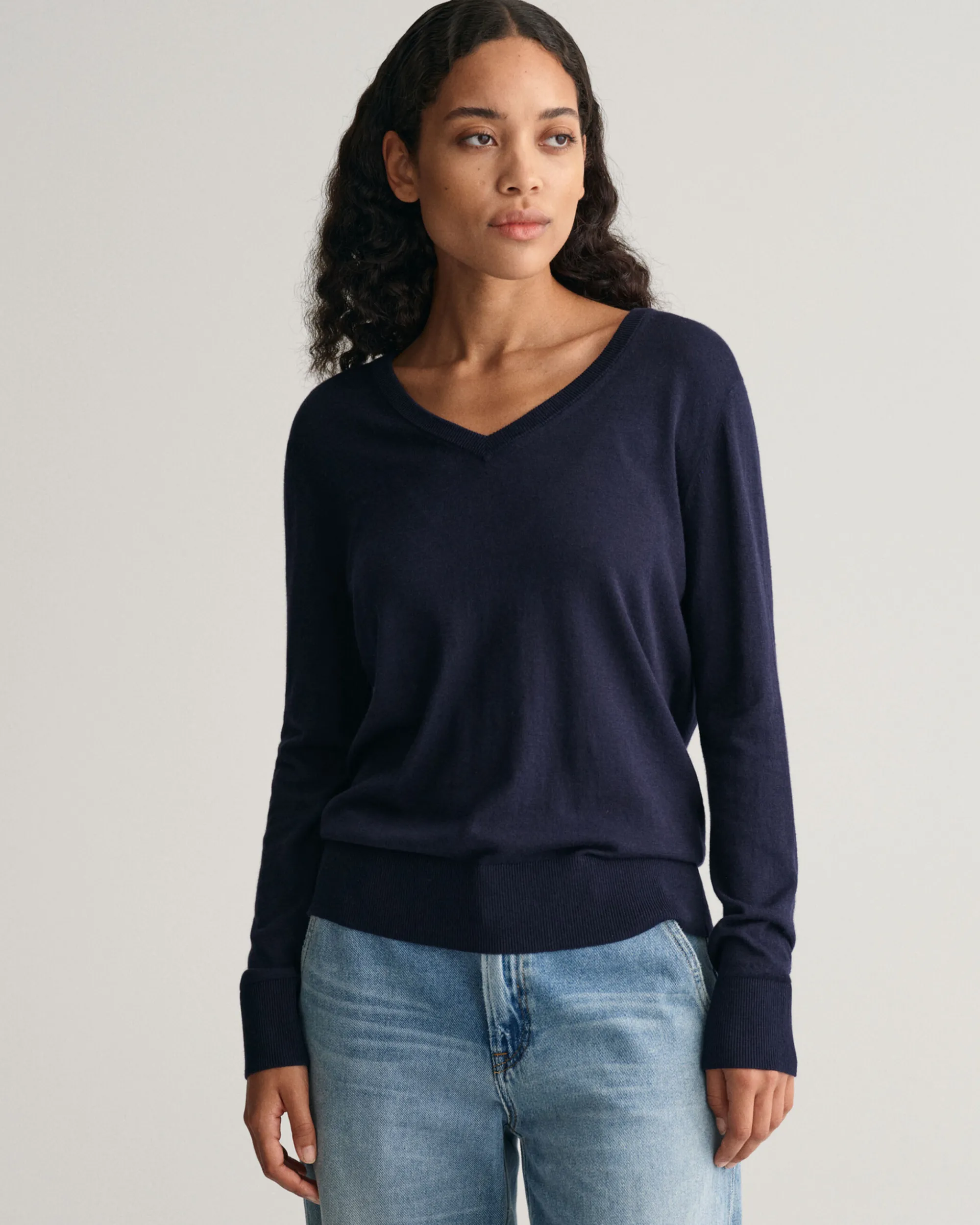 Fine Knit V-Neck Sweater