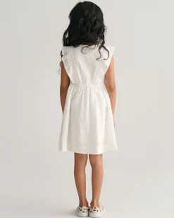 Girls Frilly Broderie Anglaise Dress