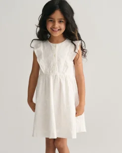 Girls Frilly Broderie Anglaise Dress