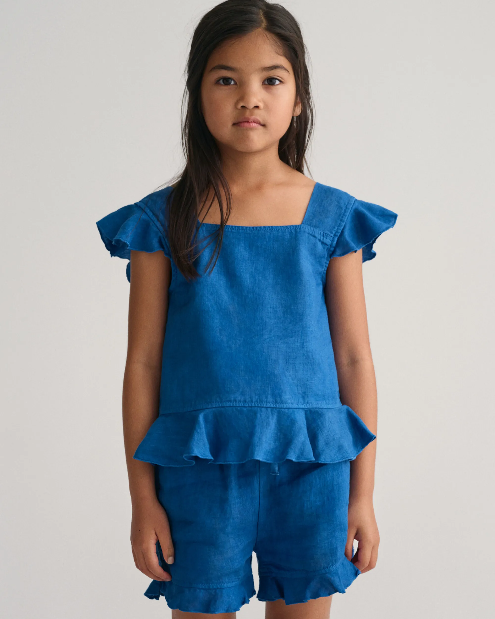 Girls Frilly Linen Top