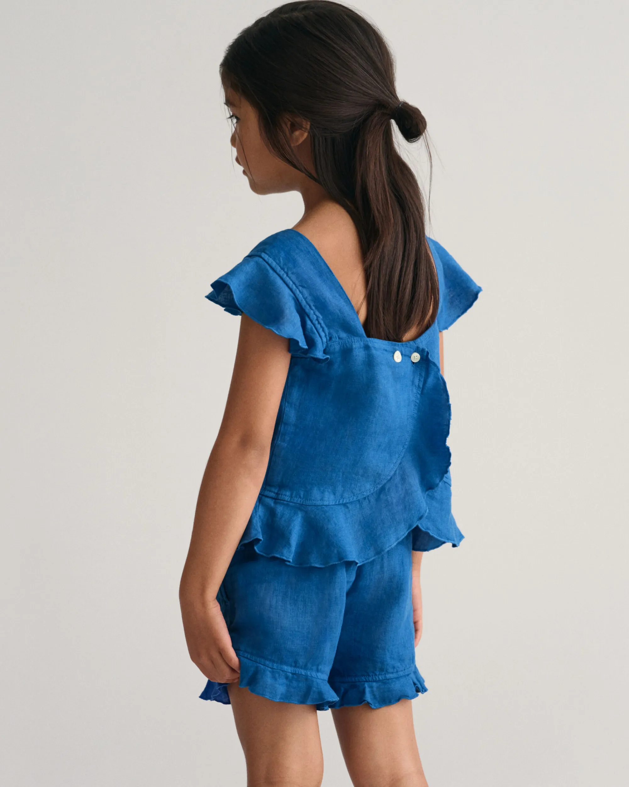 Girls Frilly Linen Top