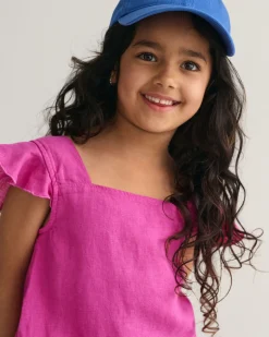 Girls Frilly Linen Top