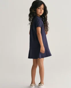 Girls Short Sleeve Piqué Flounce Dress