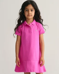 Girls Short Sleeve Piqué Flounce Dress