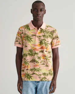 Hawaiian Print Polo Shirt
