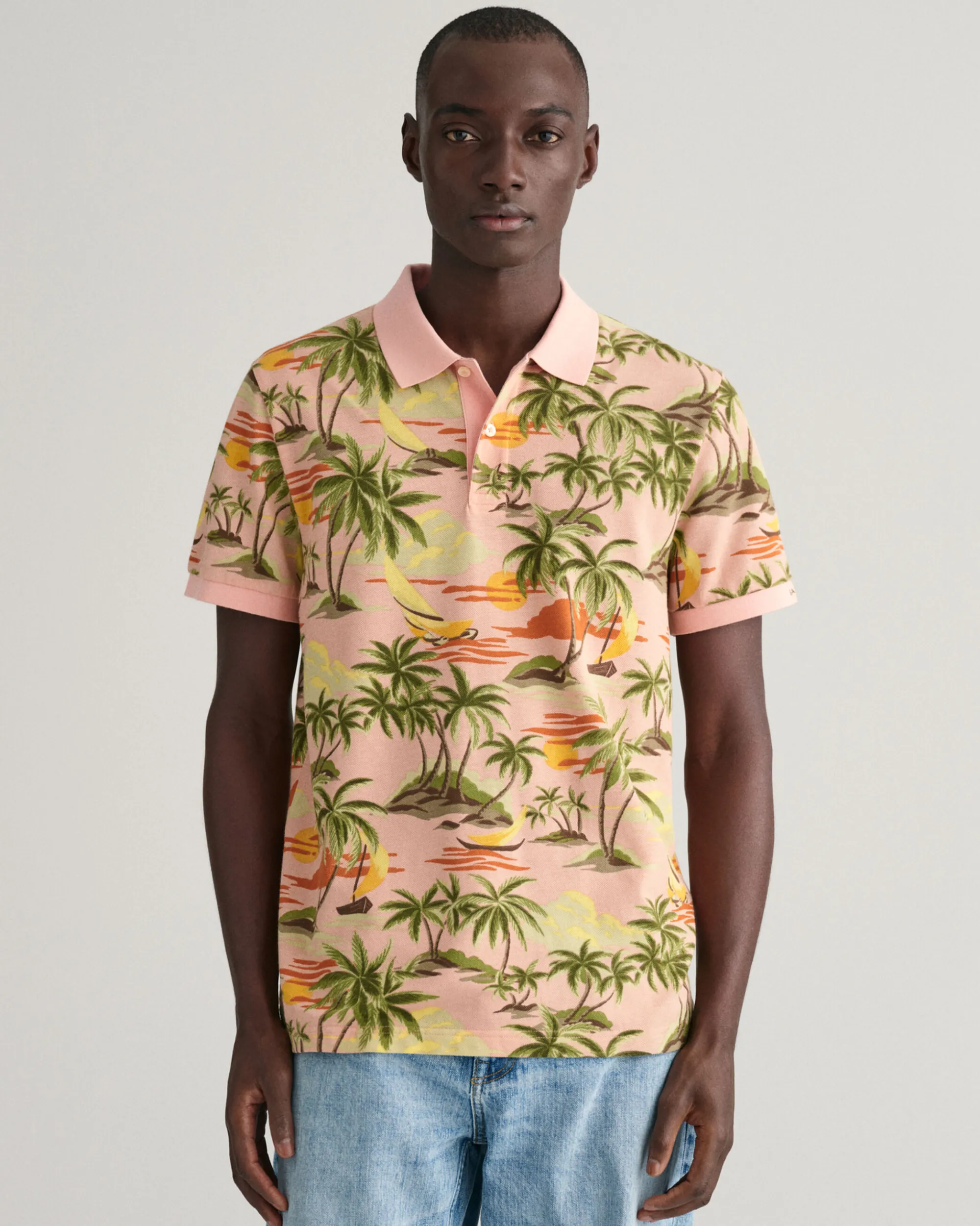 Hawaiian Print Polo Shirt