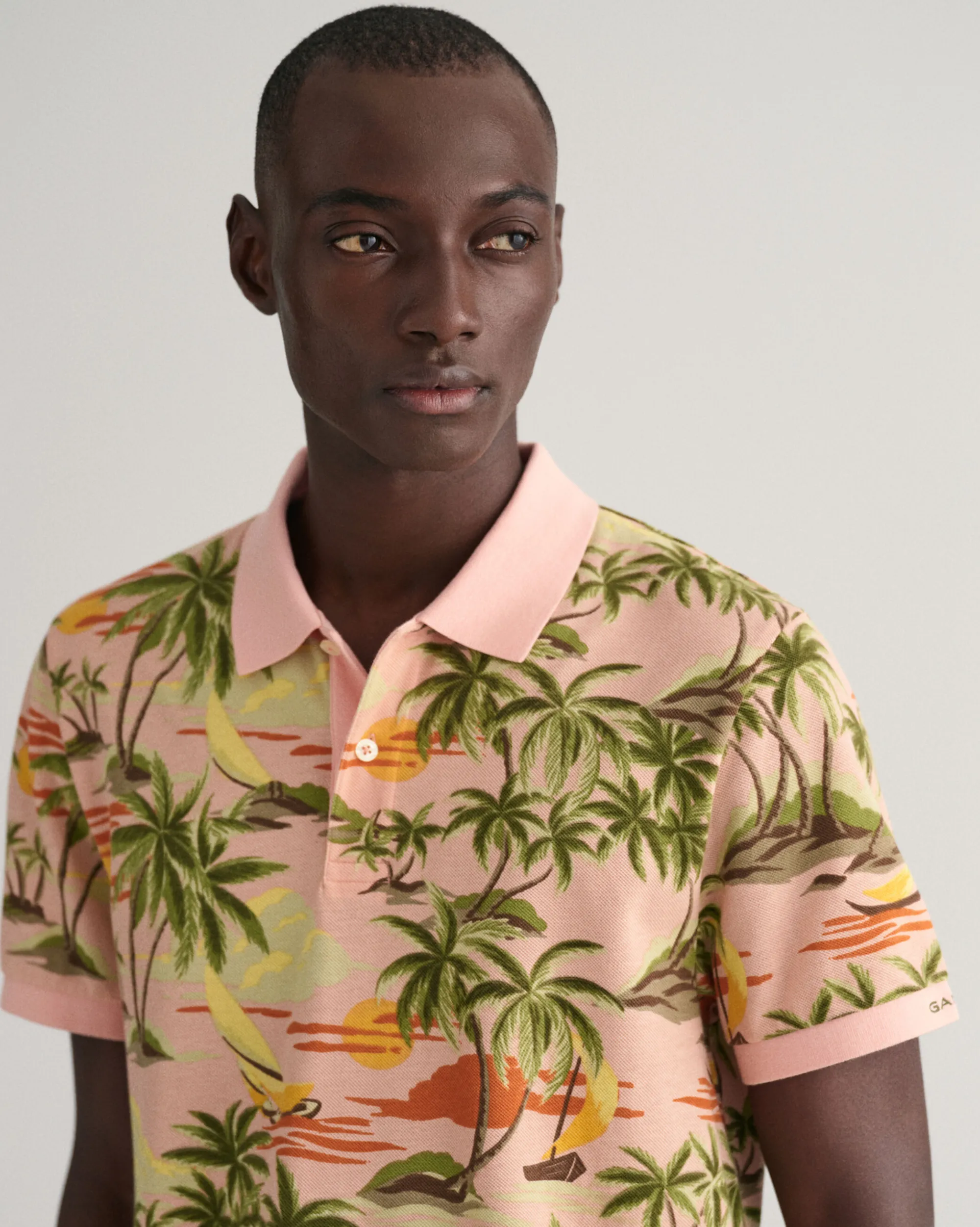 Hawaiian Print Polo Shirt