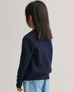 Kids Shield Cotton Cable Knit Crew Neck Sweater