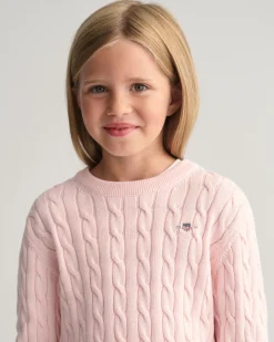 Kids Shield Cotton Cable Knit Crew Neck Sweater