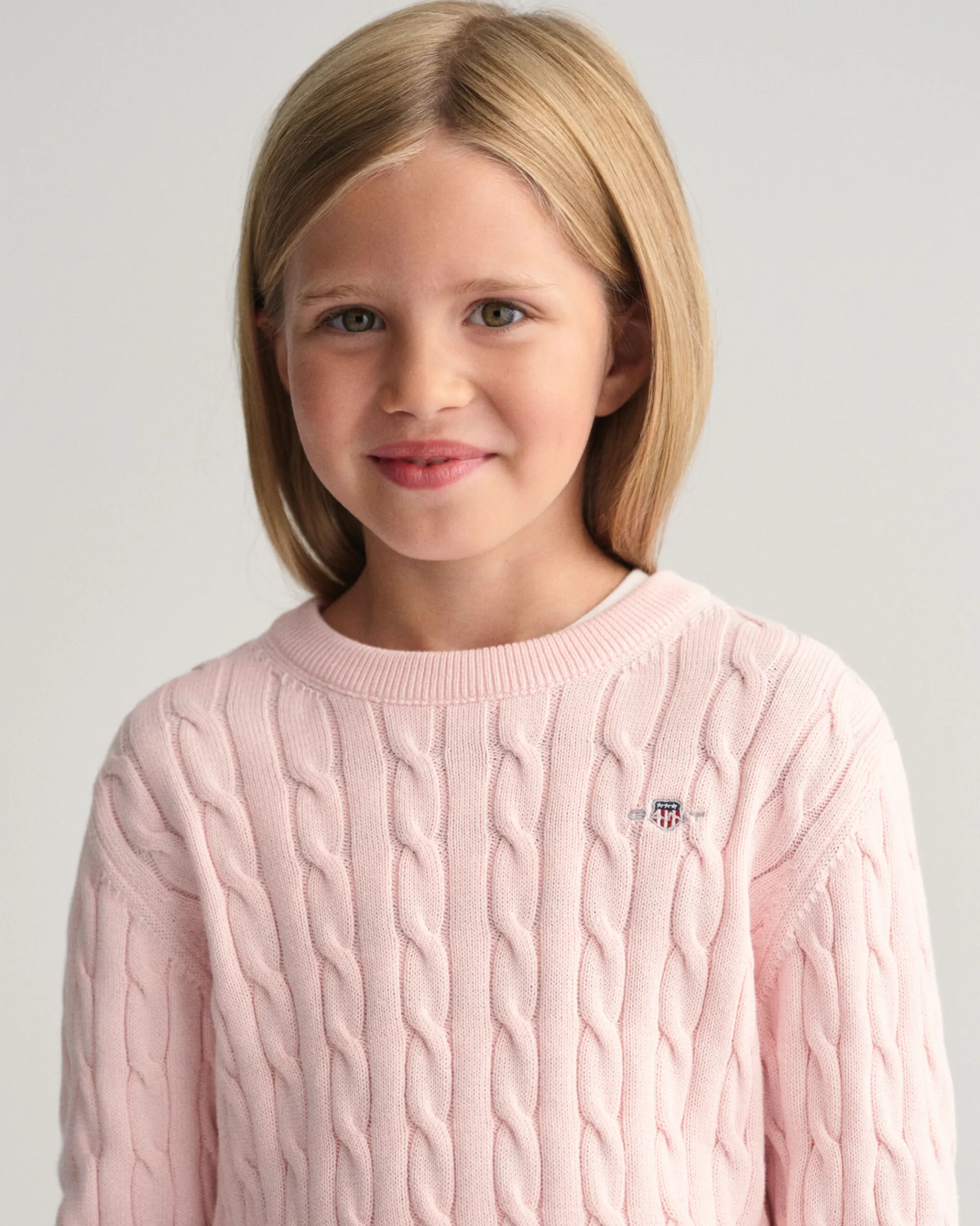 Kids Shield Cotton Cable Knit Crew Neck Sweater