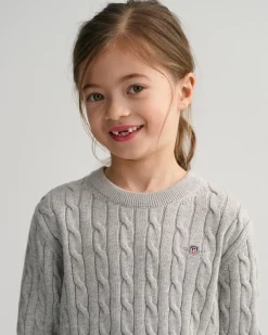 Kids Shield Cotton Cable Knit Crew Neck Sweater