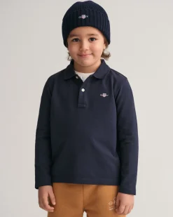 Kids Shield Long Sleeve Piqué Polo Shirt