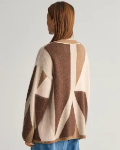 Letters Print Intarsia Cardigan