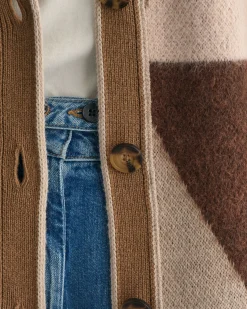 Letters Print Intarsia Cardigan