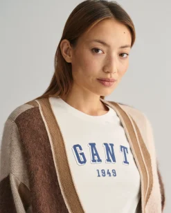 Letters Print Intarsia Cardigan