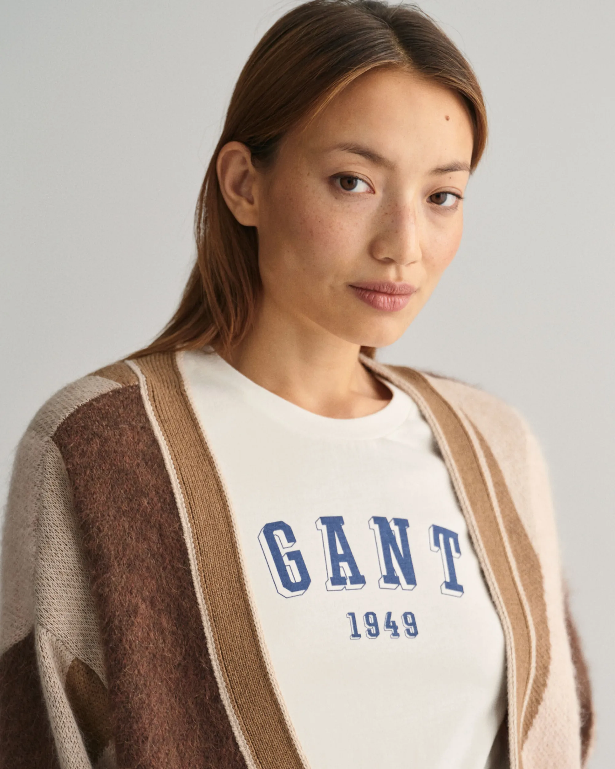 Letters Print Intarsia Cardigan
