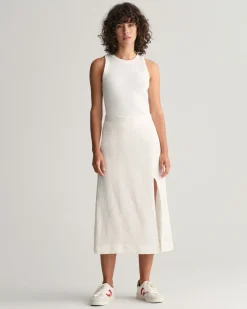 Linen Blend Midi Skirt
