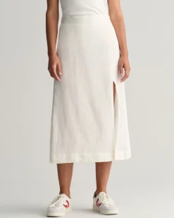 Linen Blend Midi Skirt