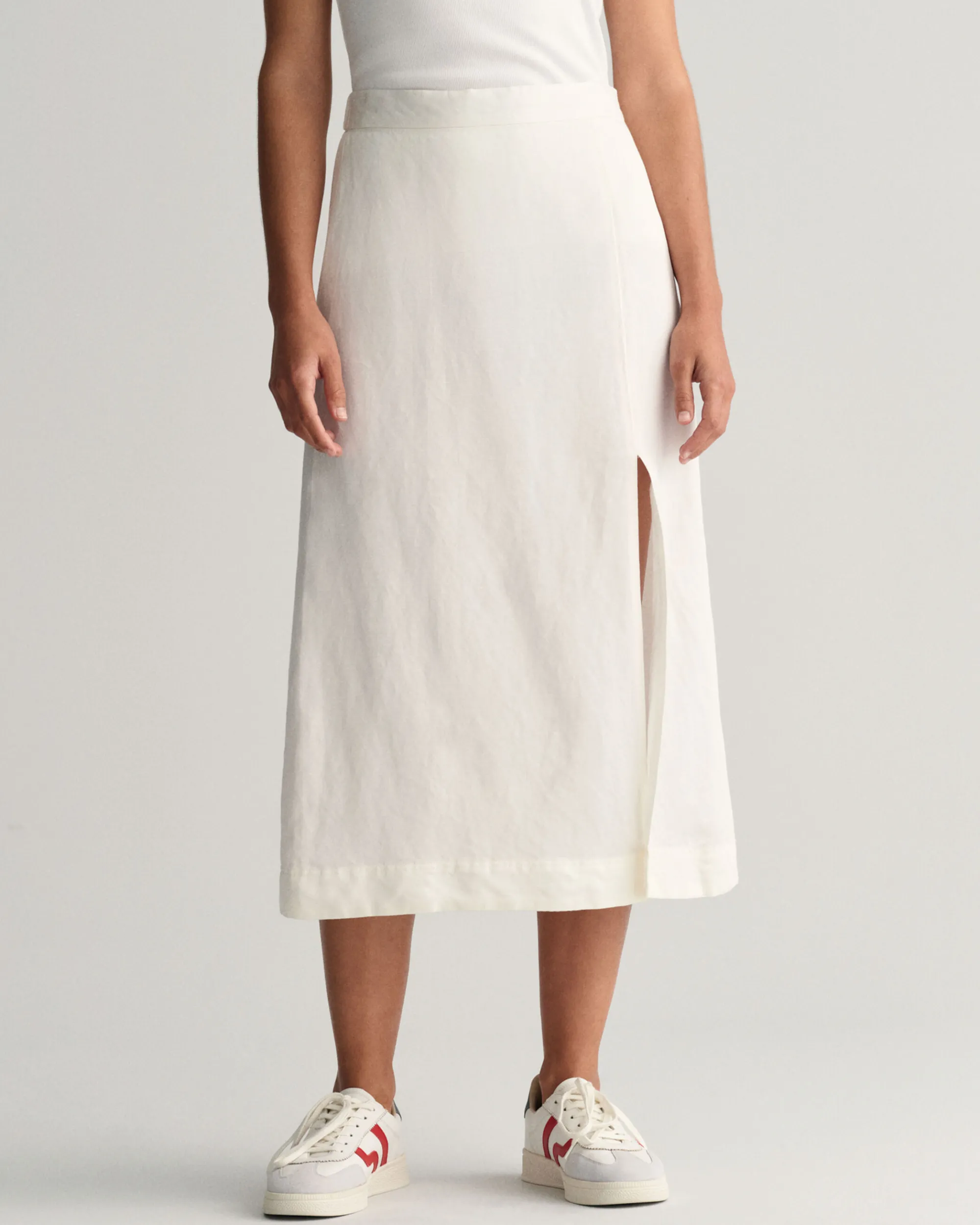 Linen Blend Midi Skirt