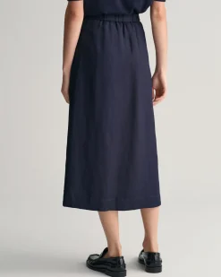 Linen Blend Midi Skirt