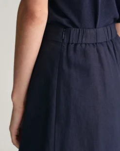 Linen Blend Midi Skirt