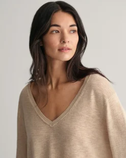 Linen Blend V-Neck Sweater