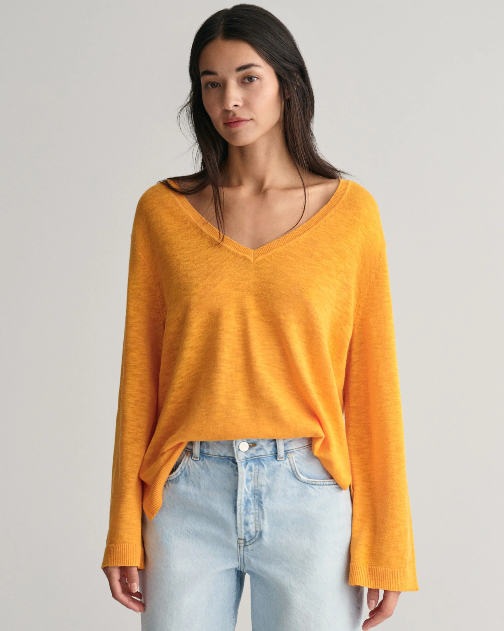 Linen Blend V-Neck Sweater