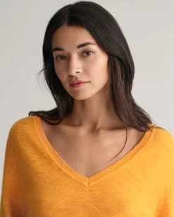 Linen Blend V-Neck Sweater