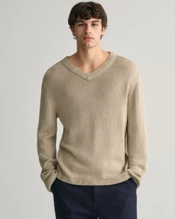 Linen Blend V-Neck Sweater