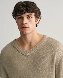 Linen Blend V-Neck Sweater