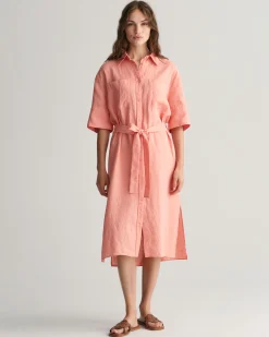 Linen Short Sleeve Shirt Dress