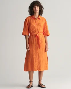 Linen Short Sleeve Shirt Dress
