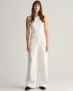 Low-Waisted Wide Leg White Jeans