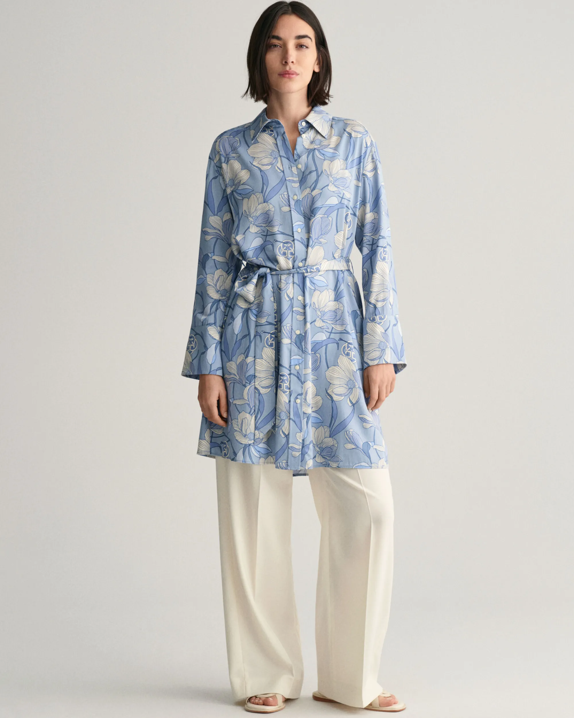 Magnolia Print Shirt Dress