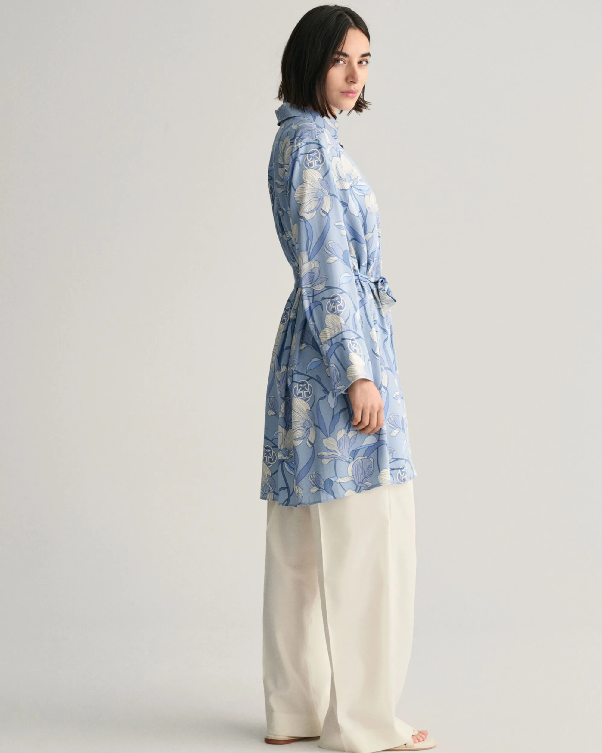 Magnolia Print Shirt Dress