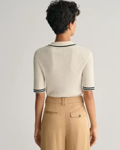 Mini Cable Knit Polo Sweater