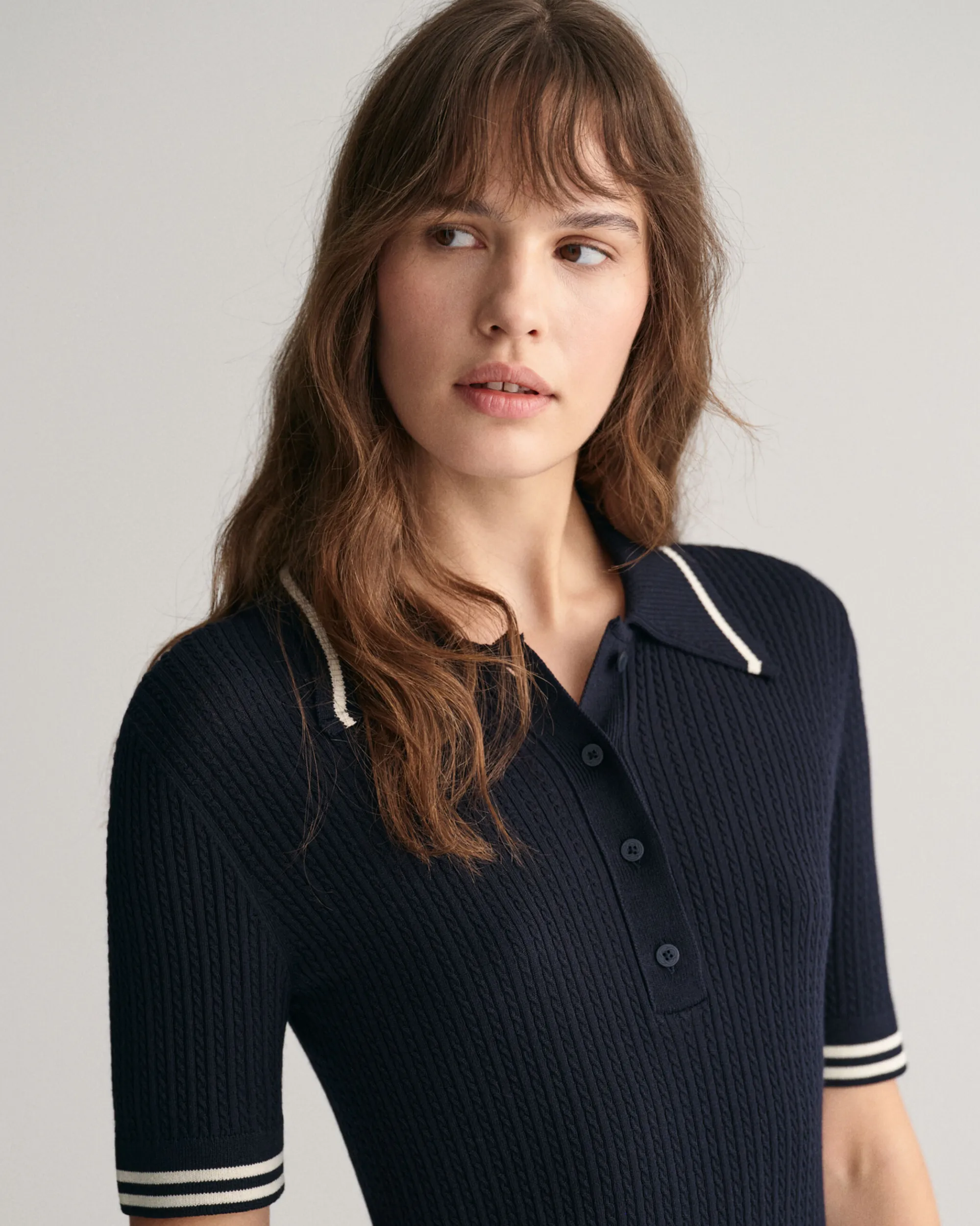 Mini Cable Knit Polo Sweater