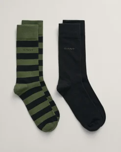 2-Pack Barstriped & Solid Socks