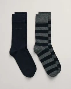 2-Pack Barstriped & Solid Socks