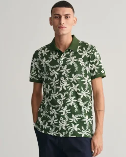 Palm Lei Print Piqué Polo Shirt