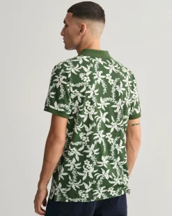 Palm Lei Print Piqué Polo Shirt