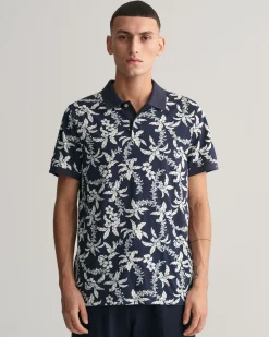 Palm Lei Print Piqué Polo Shirt